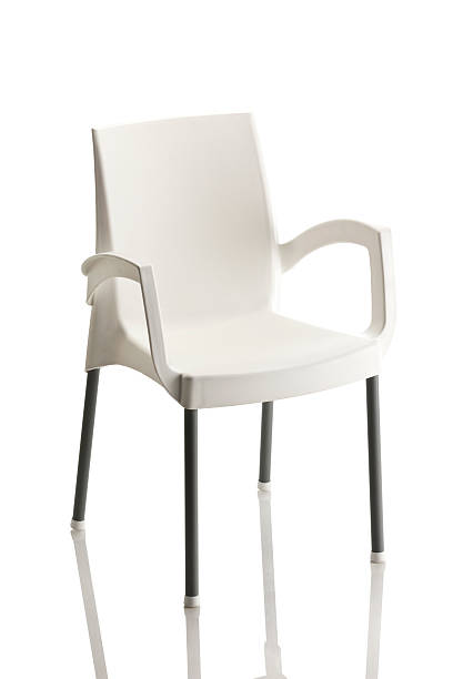 istock Red plastic chair isolated on white 543208508