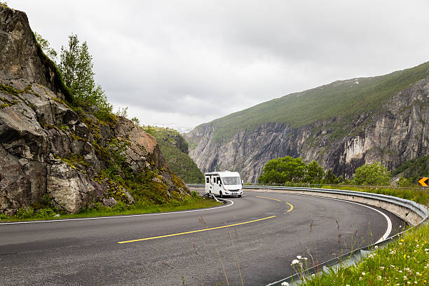 istock Campervan driving on Hardangervidda road in Norway 543208898