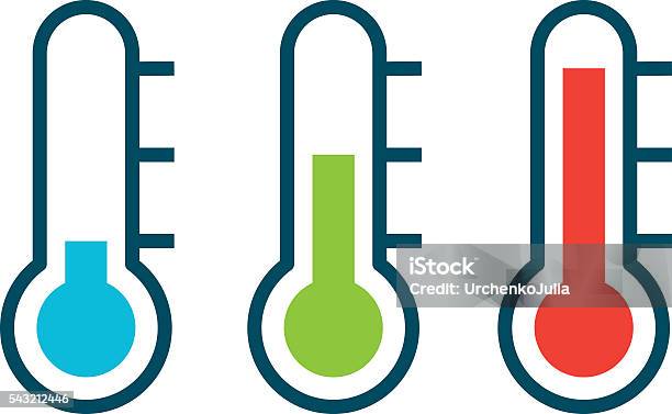 Vector Different Thermometer Shows Of Cold Heat And Comfort Temperature Stock Illustration - Download Image Now