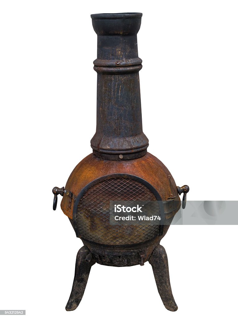 Potbelly stove on white background, isolated Brazier Stock Photo