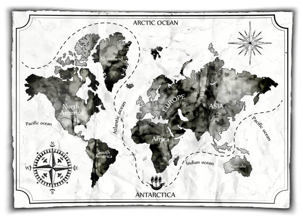 Old map Old map, vector illustration christopher columbus stock illustrations