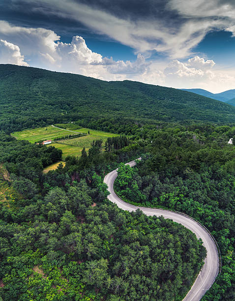 istock Aerial view over mountain road 543213768