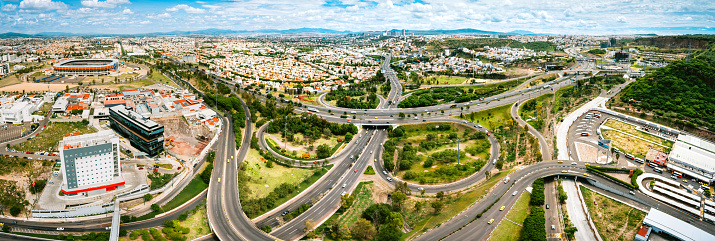 Panoramic Overhead View of Santiago de Queretaro in Mexico