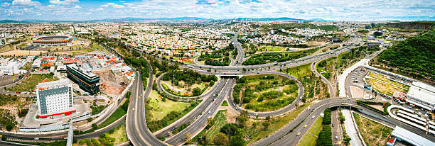 Panoramic Aerial View of Santiago de Queretaro Mexico Panoramic Overhead View of Santiago de Queretaro in Mexico queretaro city stock pictures, royalty-free photos & images