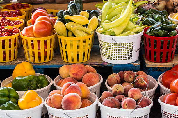 Fruits and Vegetables For Sale at Farmers Market stock photo