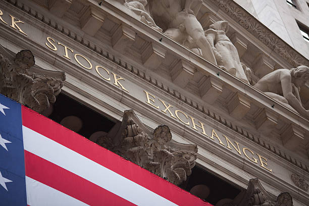 New York, NY, USA - September 11, 2008: The Stock Exchange located at Wall Street in lower Manhattan, Decorated with the flags of the US.