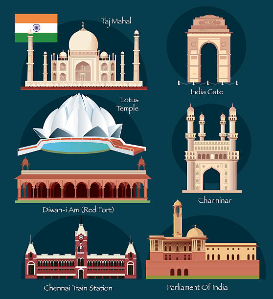 ilustrações de stock, clip art, desenhos animados e ícones de a índia símbolos - delhi india islam jama masjid