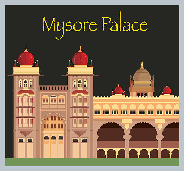 ilustraciones, imágenes clip art, dibujos animados e iconos de stock de palacio del maharajá - mysore