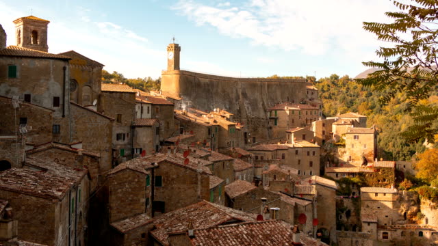 Clouds over Sorano. Time Lapse