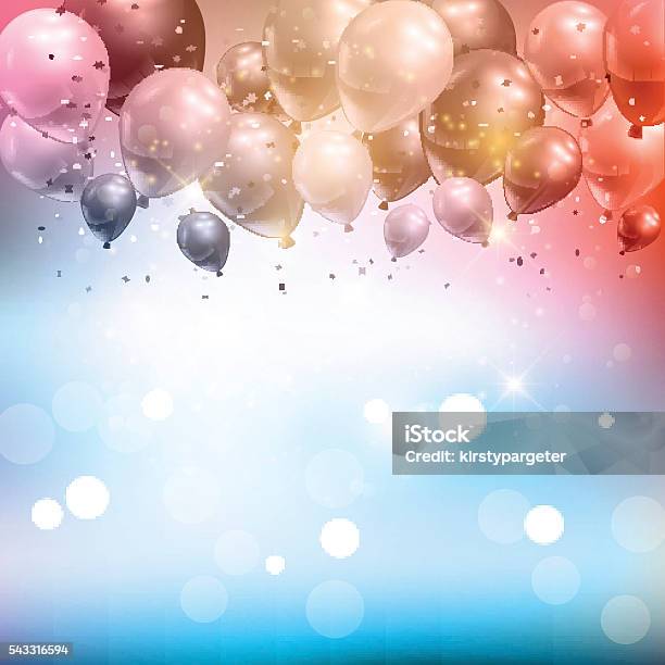 Balloons And Confetti Background Stock Illustration - Download Image Now - Balloon, Celebration, Celebration Event