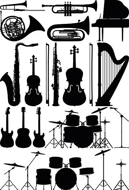 Vector illustration of Detailed Musical Instruments