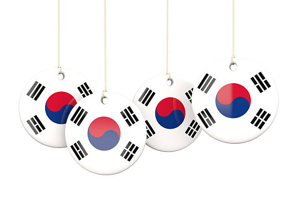 istock Flag of korea south, round labels 543319552