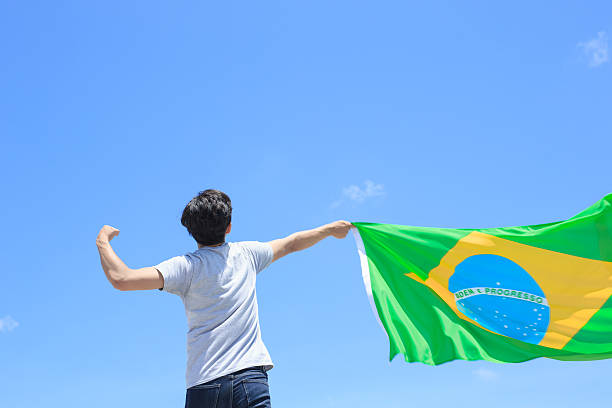 istock Excited man holding brazil flag 543320166