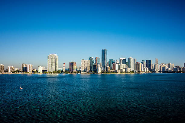 istock Miami Florida city skyline morning with blue sky 543321548