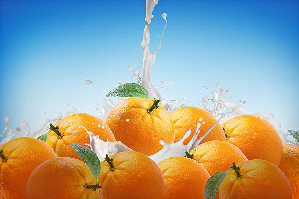 Fresh Milk and orange  background