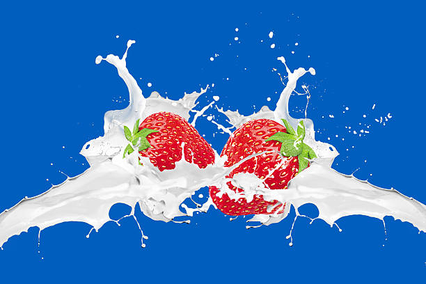 istock Fresh Milk  and strawberry background 543328596