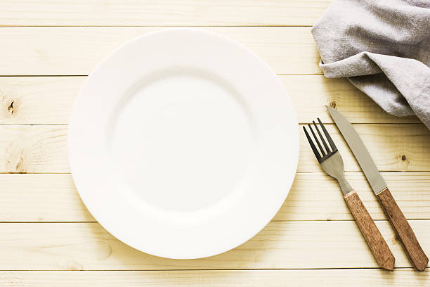 istock Empty Plate And Cutlery On The Wooden Table. 543329300