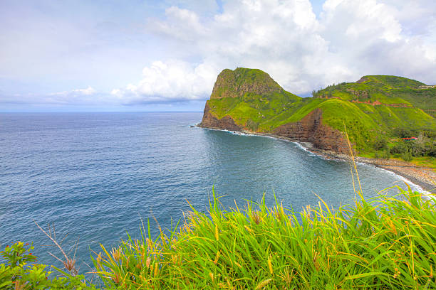 istock Island Maui tropical cliff coast line with ocean. 543332038
