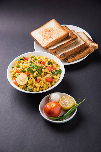 istock egg anda bhurji or Spicy scrambled eggs and bread 543332344