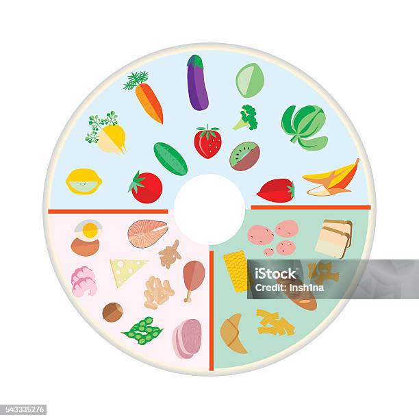 Portion Control Plate Stock Illustration - Download Image Now - Plate, Food, Guide - Occupation