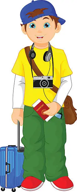 Vector illustration of tourist boy cartoon