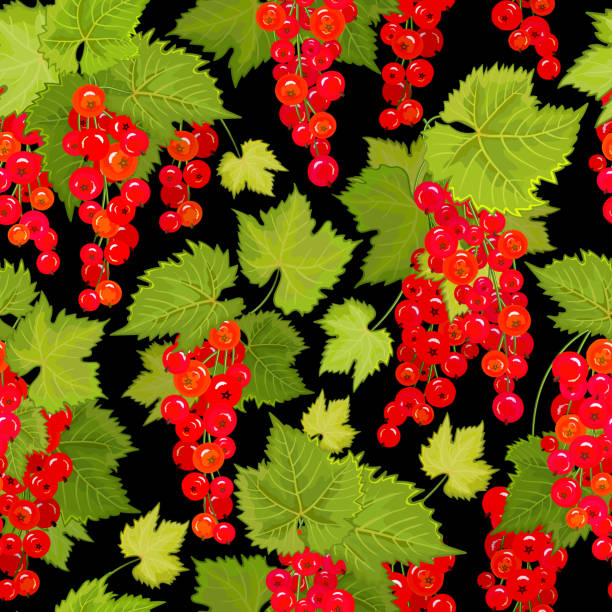 хохлома бесшовный узор - strawberry vine pattern plant stock illustrations