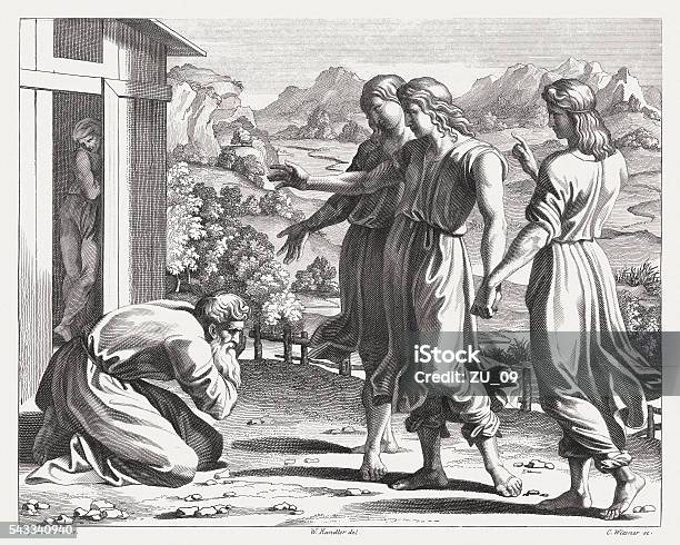 Gods Promise To Abraham Steel Engraving Published 1841 Stock Illustration - Download Image Now