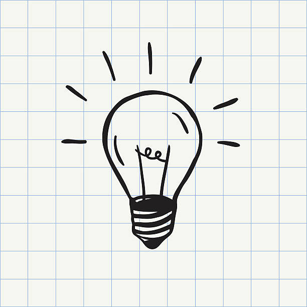 Light bulb doodle icon Idea symbol. Hand-drawn sketch in vector electric lamp illustrations stock illustrations
