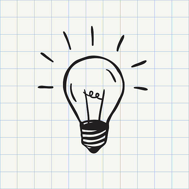 Light bulb doodle icon Idea symbol. Hand-drawn sketch in vector drawing of metaphor stock illustrations