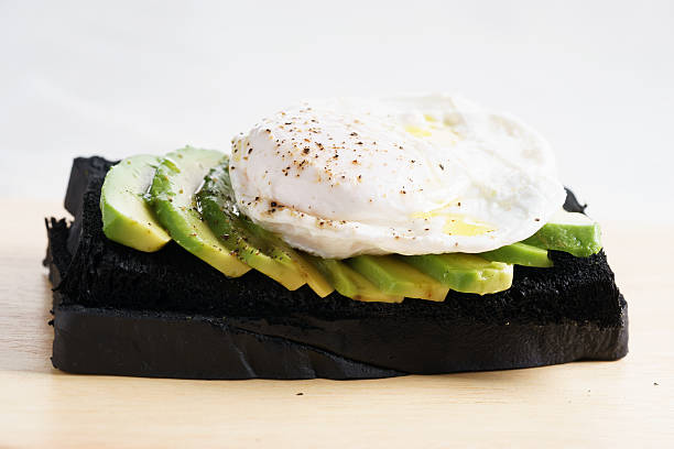 egg and avocado charcoal bread toast