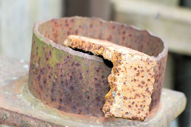 istock Steel element of iron corroded by rust. Very old. Strong 543349780