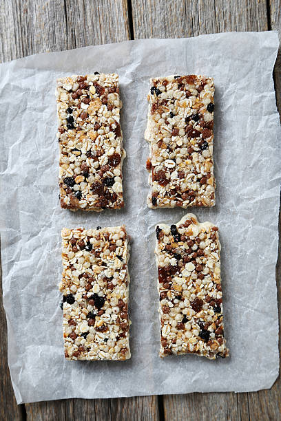 istock Granola bar on a grey wooden table 543351074