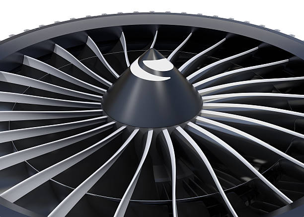 istock Close-up of jet fan engine turbo blades 543353042