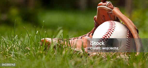 Baseball Ball And Glove On Green Grass Stock Photo - Download Image Now - Baseball - Ball, Baseball - Sport, Summer