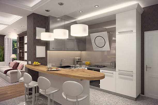 istock 3D rendering of kitchen in classic appartment 543355182