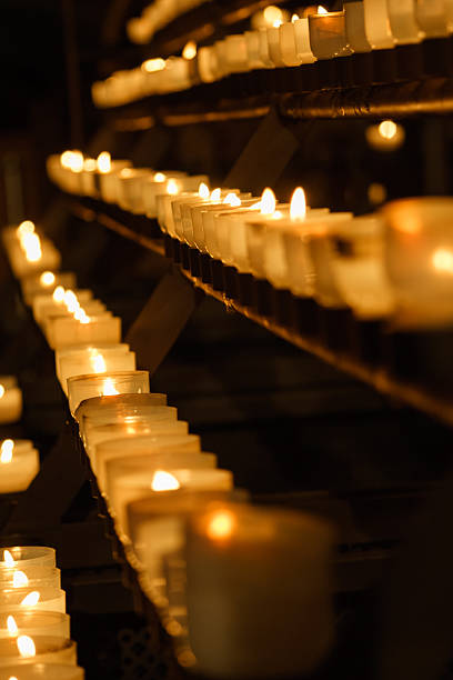 lighted candles stock photo