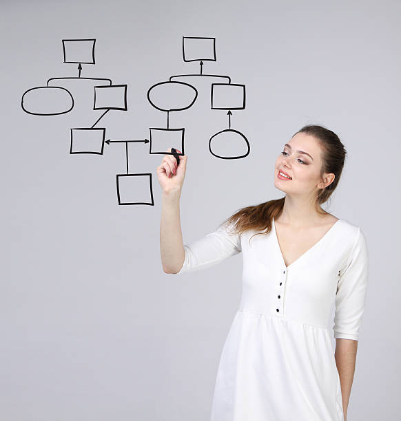 istock Woman drawing flowchart, business process concept 543357418