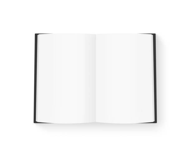 istock Open blank book mock up isolated on white. Black cover. 543357582