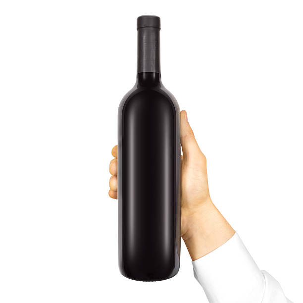 istock Blank black label mockup on bottle of red wine 543357778