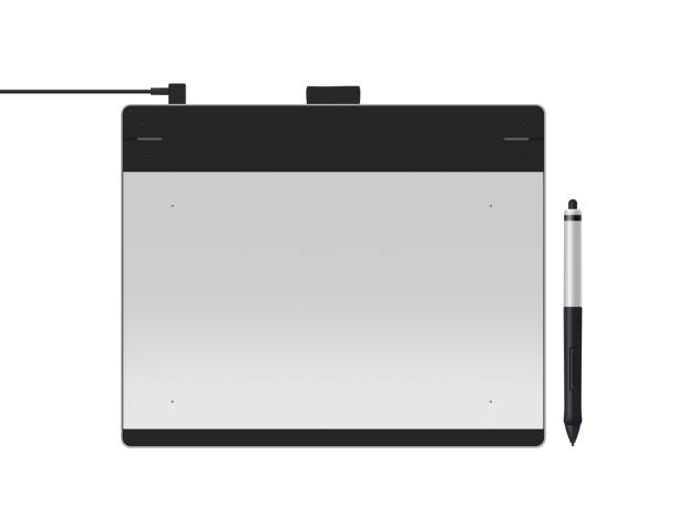 istock Graphic tablet with stylus illustration. Big picture of digitize 543360804