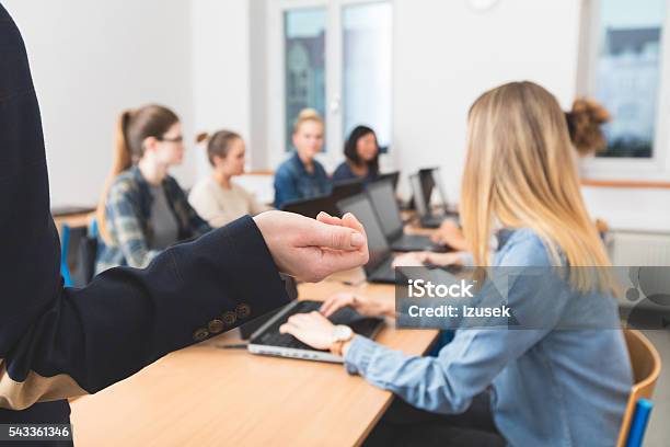 Female Students Learning Computer Programming Stock Photo - Download Image Now - Achievement, Adult, Classroom