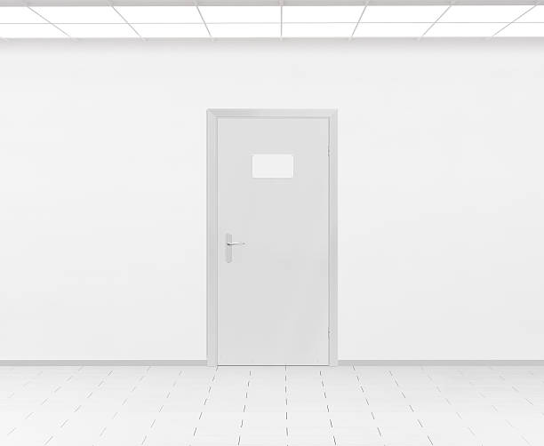 istock Blank name plate design mockup handing on door, 3d render. 543361510