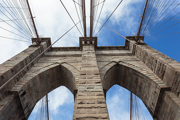 istock Looking up under Brooklyn Bridge towers 543362734