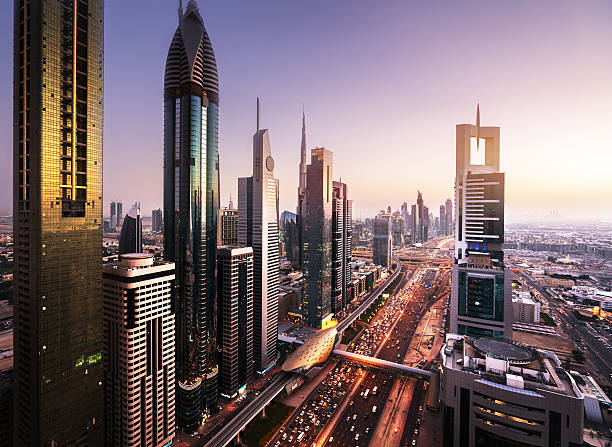 istock Dubai skyline in sunset time, United Arab Emirates 543441732