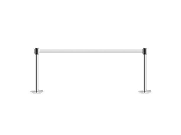 istock Mobile fence barrier stand isolated on white. 543441868