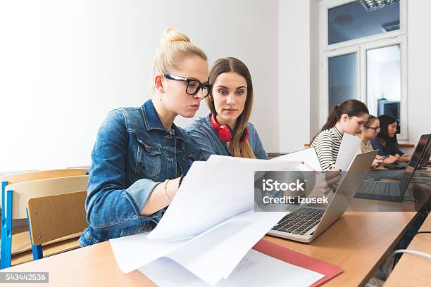Female Students Learning Computer Programming Stock Photo - Download Image Now - Achievement, Adult, Aspirations
