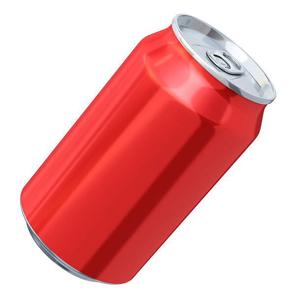 Drink Can 3d render Red Drink Can perspective view (isolated on white and clipping path) canister stock pictures, royalty-free photos & images