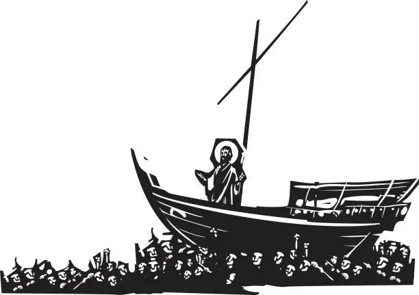 Vector illustration of Christ on Boat