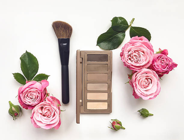 istock Decorative flat lay composition with cosmetics and flowers 543448258
