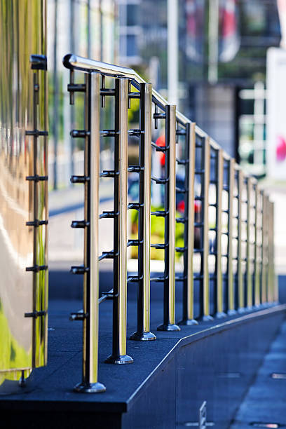 istock Long metal fence 543452350
